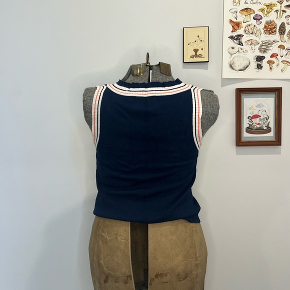 White colored navy blur sweater vest - Picture 4 of 4